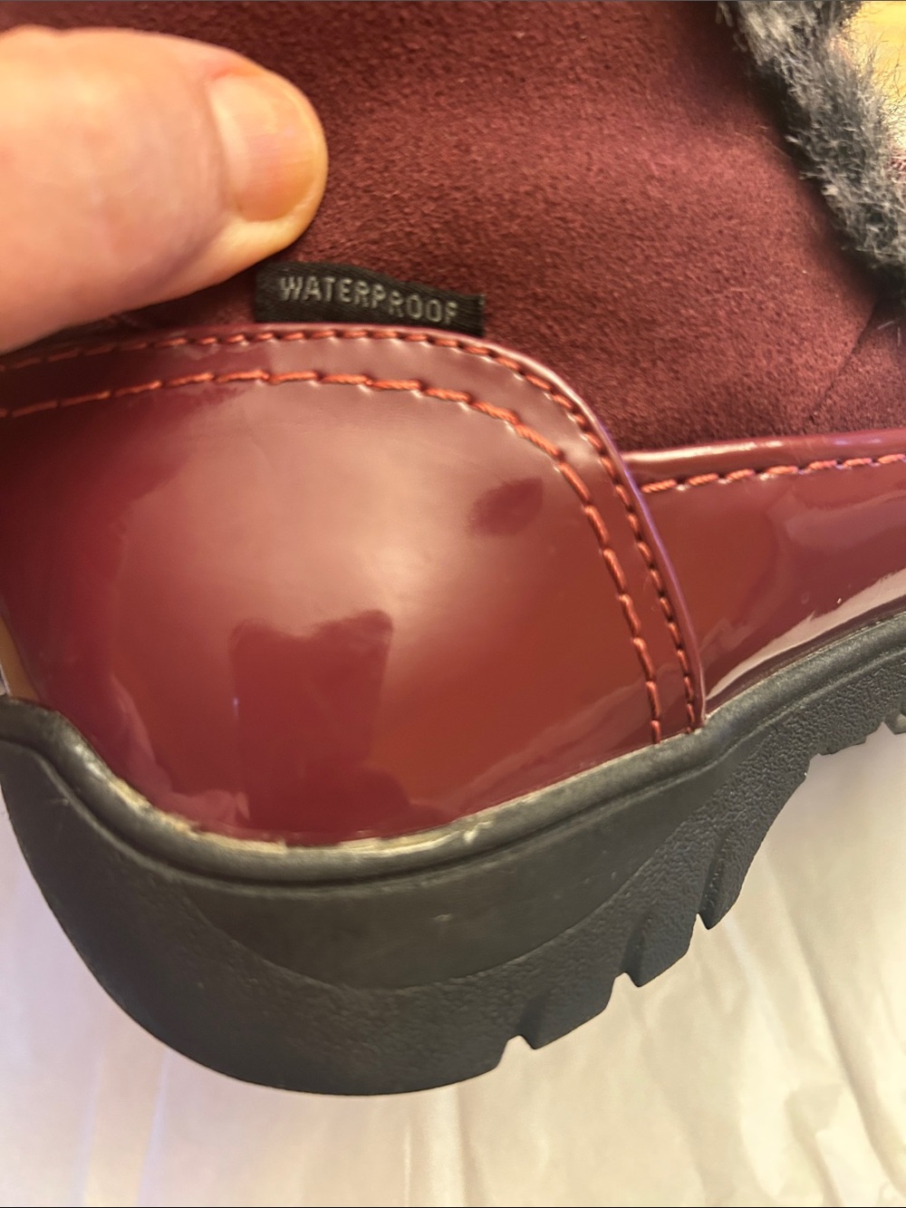 Sporto Women's Burgundy Lace-Up Faux Fur Winter Boots - Picture 8 of 9
